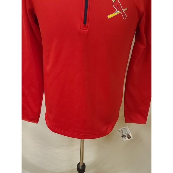 MLB St Louis Cardinals Baseball Mens Small Red 1/4 Zip Pullover Jacket NWT - Picture 4 of 12